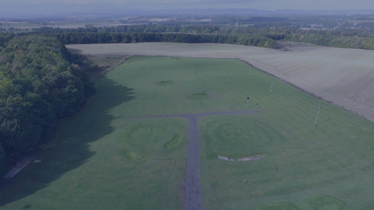Driving range targets and greens at Noah's Ark Golf Centre